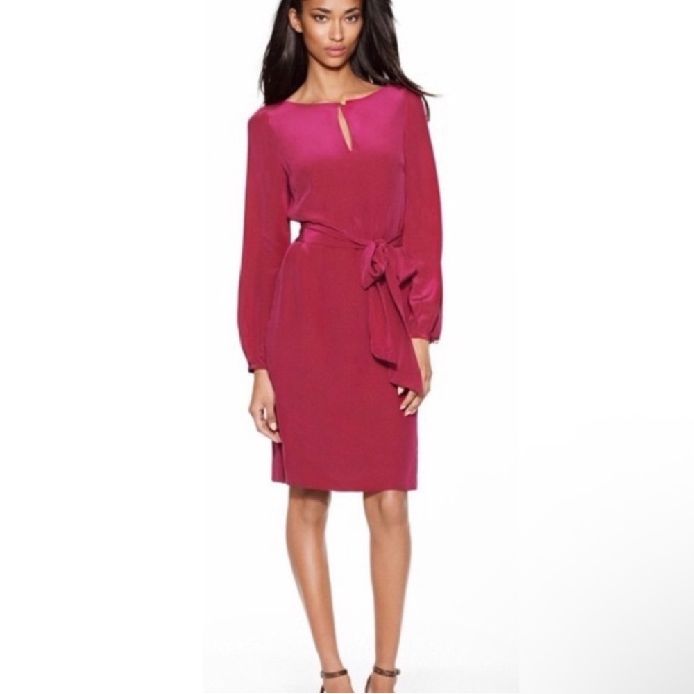 Tory Burch Kathy Pink Silk Long Sleeve Dress Sz 4